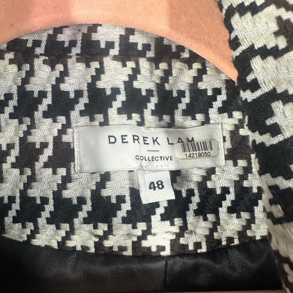 Derek Lam Houndstooth Brown Bell Sleeve Coat sz 48 / 12 - Picture 9 of 11